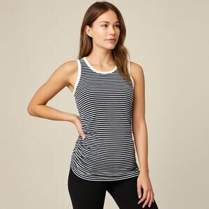 NWOT Athleta Ruched Tank Black & White Striped Sz Small